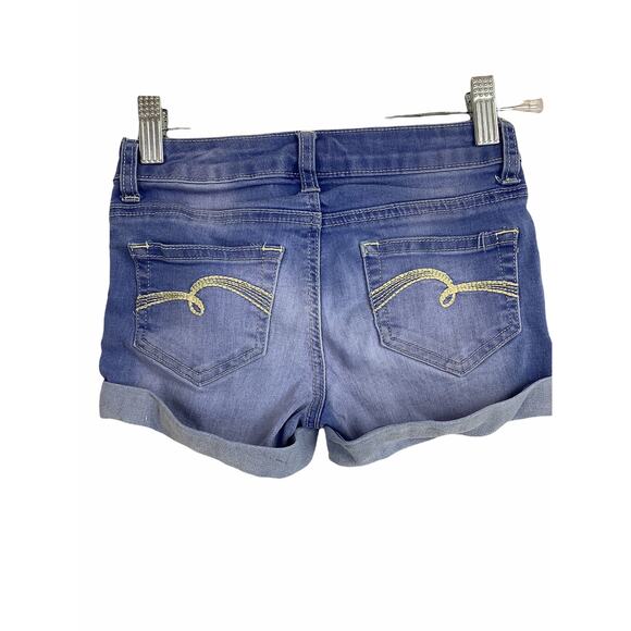 Justice Girls Medium Wash Blue Denim Jean Shorts Kid's Youth Size 7 - Picture 5 of 6